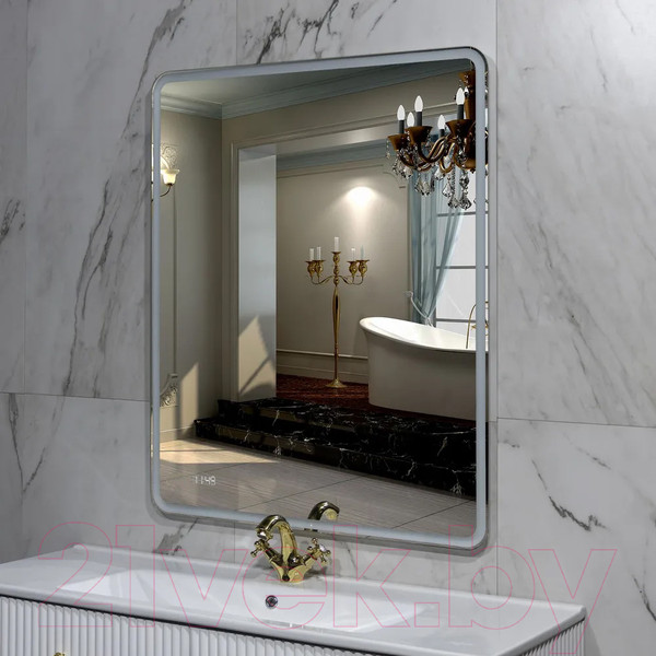 Изображение товара Зеркало Пекам Marta 1 60x80 / marta1-60x80dcl (с подсветкой, сенсором на взмах руки и часами)