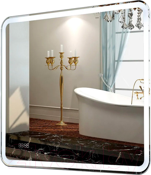 Изображение товара Зеркало Пекам Marta 1 80x80 / marta1-80x80dcl (с подсветкой, сенсором на взмах руки и часами)