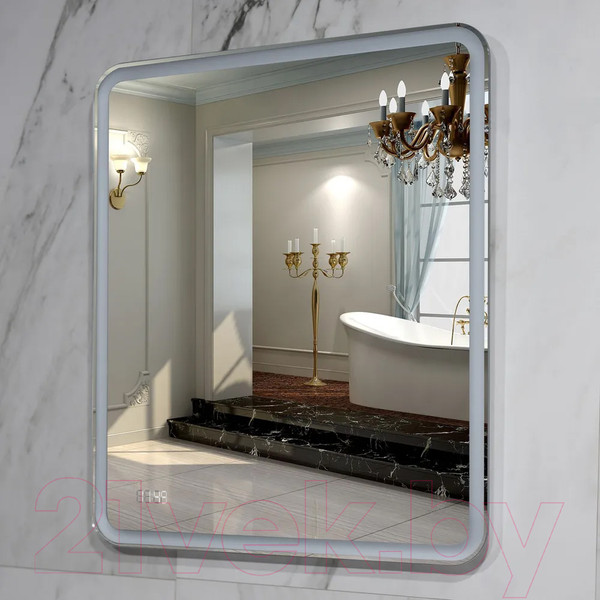 Изображение товара Зеркало Пекам Marta 1 80x80 / marta1-80x80dcl (с подсветкой, сенсором на взмах руки и часами)