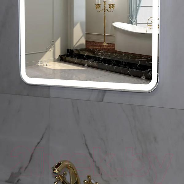 Изображение товара Зеркало Пекам Marta 1 80x80 / marta1-80x80dcl (с подсветкой, сенсором на взмах руки и часами)