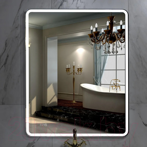 Изображение товара Зеркало Пекам Marta 1 80x100 / marta1-80x100dcl (с подсветкой, сенсором на взмах руки и часами)