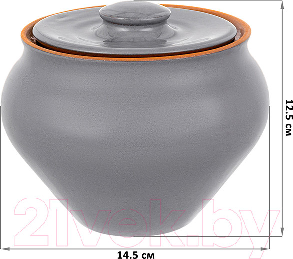 Изображение товара Набор горшочков для запекания Elan Gallery TerraCotta / 570154 (серый)