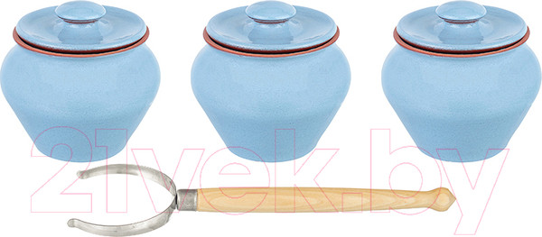 Изображение товара Набор горшочков для запекания Elan Gallery TerraCotta / 570100 (голубой)