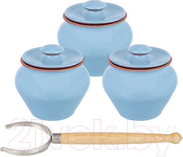 Изображение товара Набор горшочков для запекания Elan Gallery TerraCotta / 570100 (голубой)