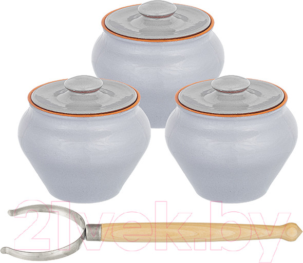 Изображение товара Набор горшочков для запекания Elan Gallery TerraCotta / 570103 (серый)