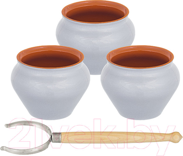 Изображение товара Набор горшочков для запекания Elan Gallery TerraCotta / 570103 (серый)