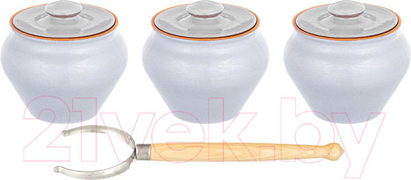 Изображение товара Набор горшочков для запекания Elan Gallery TerraCotta / 570103 (серый)