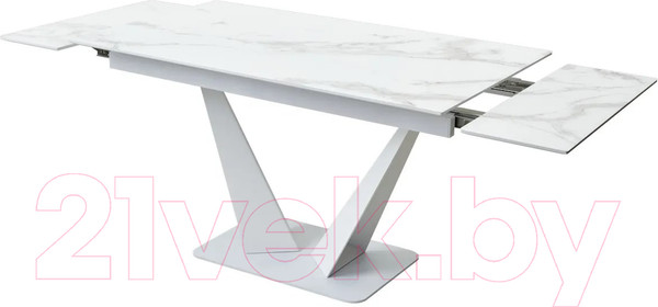 Изображение товара Обеденный стол M-City Ниагара 140 / 480M04462 (белый мрамор/белый)