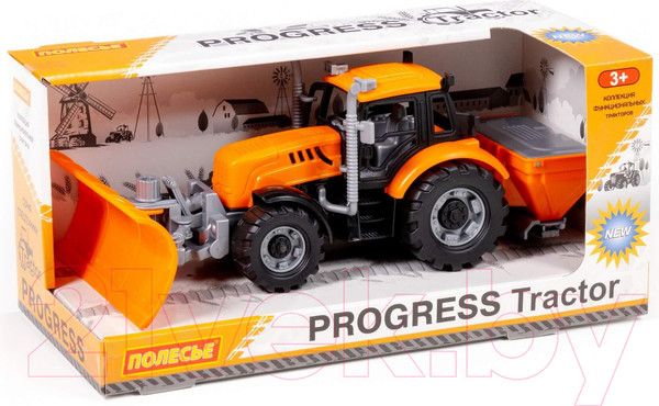 Изображение товара Трактор игрушечный Полесье Прогресс Снегоуборочный инерционный / 91772 (оранжевый)