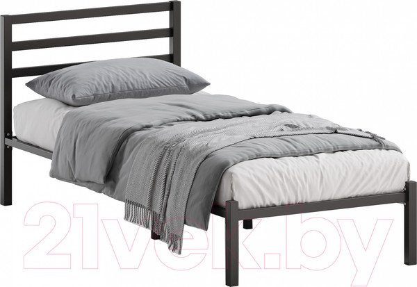 Изображение товара Односпальная кровать Домаклево Сталь 90x200 (черный)