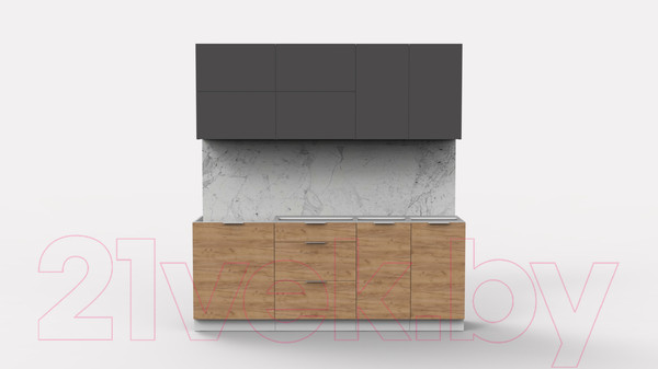 Изображение товара Кухонный гарнитур Интермебель Микс Топ-35 2.0м без столешницы (графит серый/дуб крафт золотой)