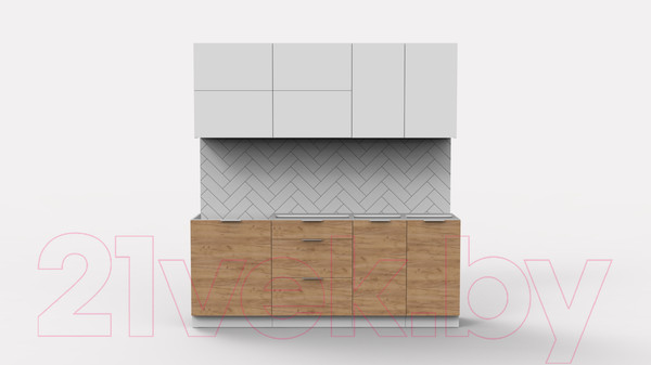 Изображение товара Кухонный гарнитур Интермебель Микс Топ-35 2.0м без столешницы (белый премиум/дуб крафт золотой)