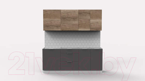 Изображение товара Кухонный гарнитур Интермебель Микс Топ-35 2.0м без столешницы (дуб каньон/графит серый)