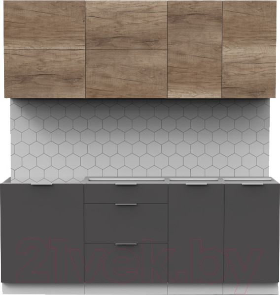 Изображение товара Кухонный гарнитур Интермебель Микс Топ-35 2.0м без столешницы (дуб каньон/графит серый)