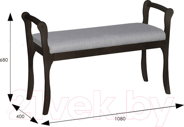 Изображение товара Банкетка Мебелик Мягкая с подлокотниками (серый/венге)