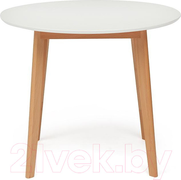 Изображение товара Обеденный стол Tetchair Bosco D90 (белый/натуральный бук)