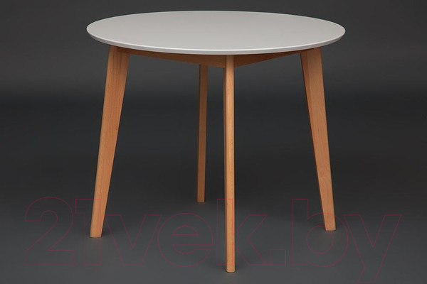 Изображение товара Обеденный стол Tetchair Bosco D90 (белый/натуральный бук)