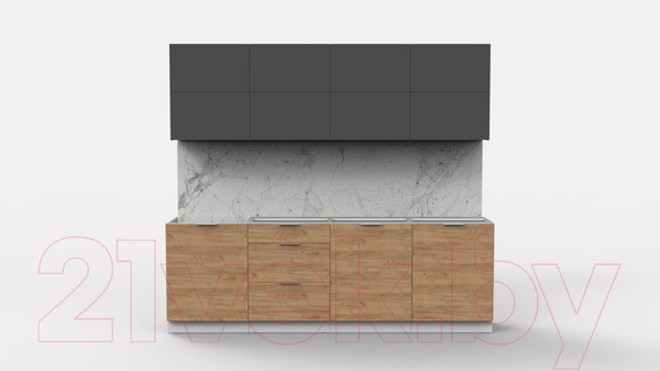 Изображение товара Кухонный гарнитур Интермебель Микс Топ-38 2.4м без столешницы (графит серый/дуб крафт золотой)