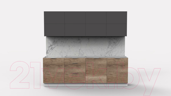 Изображение товара Кухонный гарнитур Интермебель Микс Топ-38 2.4м без столешницы (графит серый/дуб каньон)