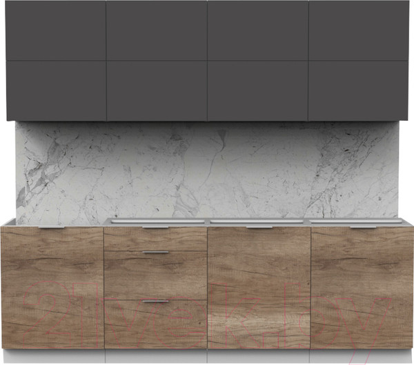 Изображение товара Кухонный гарнитур Интермебель Микс Топ-38 2.4м без столешницы (графит серый/дуб каньон)