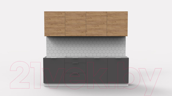 Изображение товара Кухонный гарнитур Интермебель Микс Топ-38 2.4м без столешницы (дуб крафт золотой/графит серый)