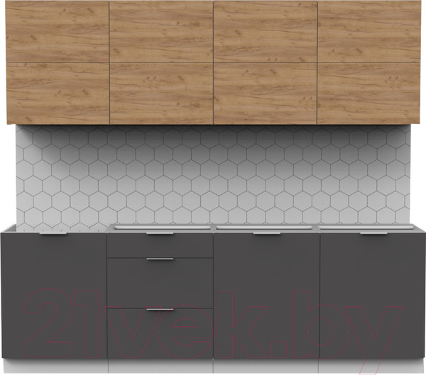 Изображение товара Кухонный гарнитур Интермебель Микс Топ-38 2.4м без столешницы (дуб крафт золотой/графит серый)