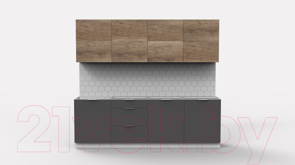 Изображение товара Кухонный гарнитур Интермебель Микс Топ-38 2.4м без столешницы (дуб каньон/графит серый)