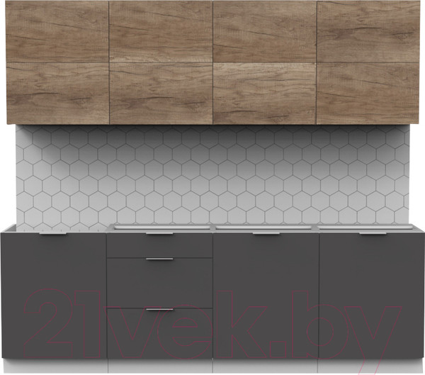 Изображение товара Кухонный гарнитур Интермебель Микс Топ-38 2.4м без столешницы (дуб каньон/графит серый)