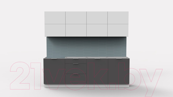 Изображение товара Кухонный гарнитур Интермебель Микс Топ-38 2.4м без столешницы (белый премиум/графит серый)