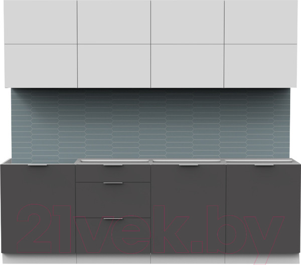 Изображение товара Кухонный гарнитур Интермебель Микс Топ-38 2.4м без столешницы (белый премиум/графит серый)