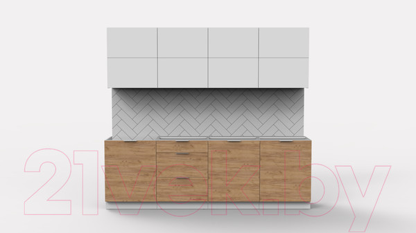 Изображение товара Кухонный гарнитур Интермебель Микс Топ-38 2.4м без столешницы (белый премиум/дуб крафт золотой)