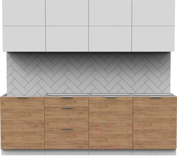 Изображение товара Кухонный гарнитур Интермебель Микс Топ-38 2.4м без столешницы (белый премиум/дуб крафт золотой)