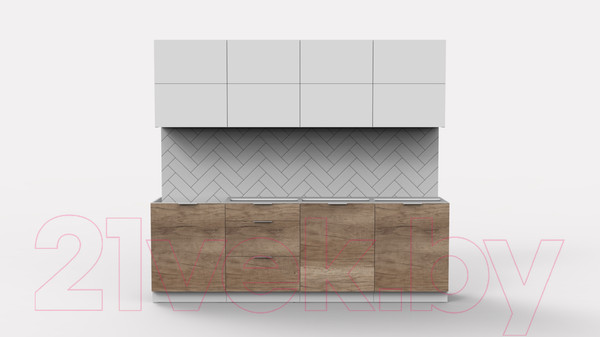 Изображение товара Кухонный гарнитур Интермебель Микс Топ-38 2.4м без столешницы (белый премиум/дуб каньон)