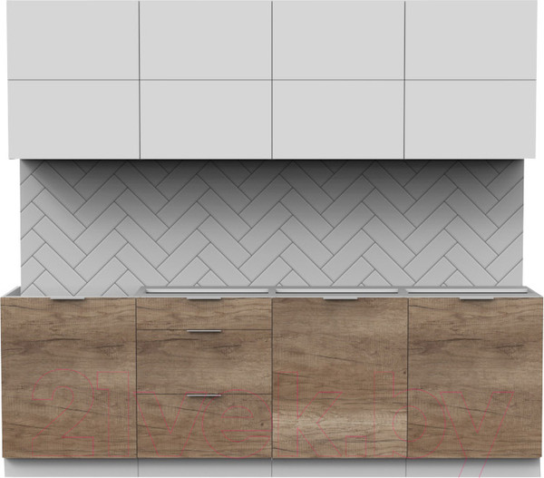 Изображение товара Кухонный гарнитур Интермебель Микс Топ-38 2.4м без столешницы (белый премиум/дуб каньон)