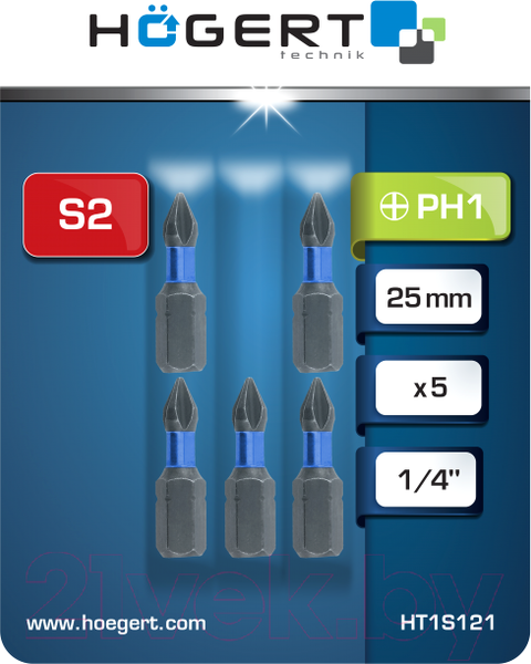 Изображение товара Набор бит Hoegert HT1S121 (5шт)