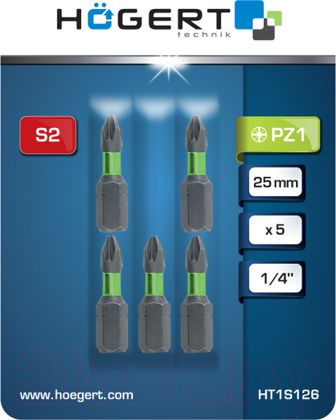 Изображение товара Набор бит Hoegert HT1S126 (5шт)