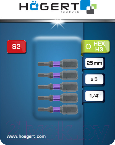 Изображение товара Набор бит Hoegert HT1S145 (5шт)