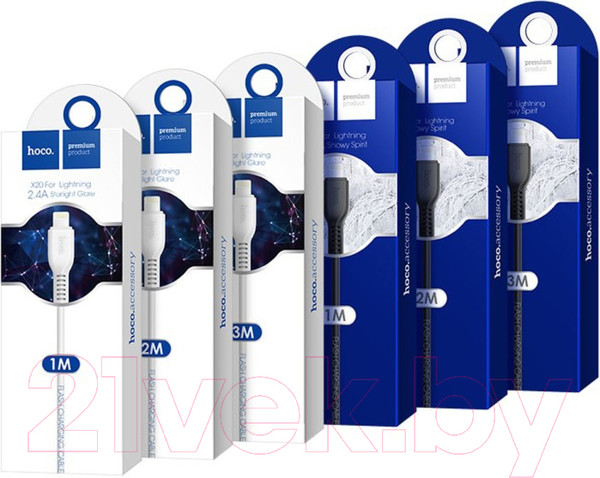 Изображение товара Кабель Hoco X20 Flash Lightning (3м, черный)