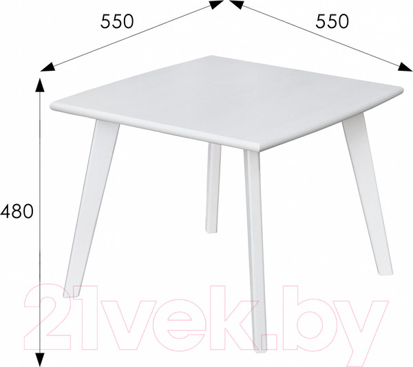 Изображение товара Журнальный столик Мебелик Ретро квадратный (снег)