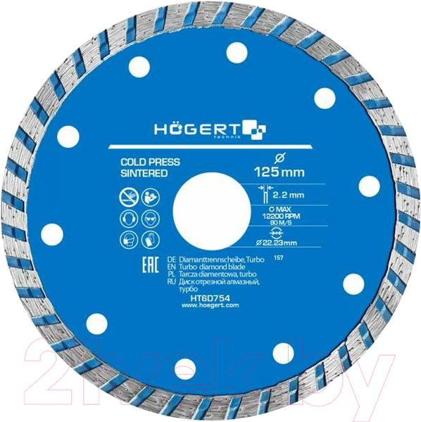Изображение товара Отрезной диск алмазный Hoegert HT6D754