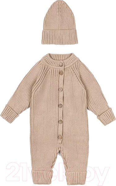 Изображение товара Комбинезон для малышей Amarobaby Pure Love Tot / AB-OD22-PLT5/03-68 (бежевый, р. 68)