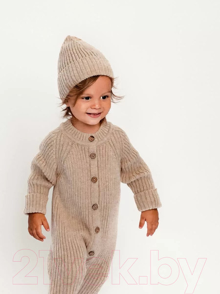 Изображение товара Комбинезон для малышей Amarobaby Pure Love Tot / AB-OD22-PLT5/03-68 (бежевый, р. 68)