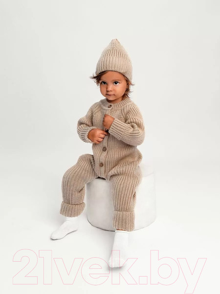 Изображение товара Комбинезон для малышей Amarobaby Pure Love Tot / AB-OD22-PLT5/03-68 (бежевый, р. 68)