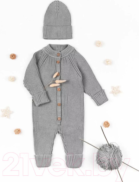 Изображение товара Комбинезон для малышей Amarobaby Pure Love Tot / AB-OD22-PLT5/11-80 (серый, р. 80)
