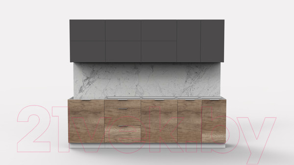 Изображение товара Кухонный гарнитур Интермебель Микс Топ-39 2.6м без столешницы (графит серый/дуб каньон)