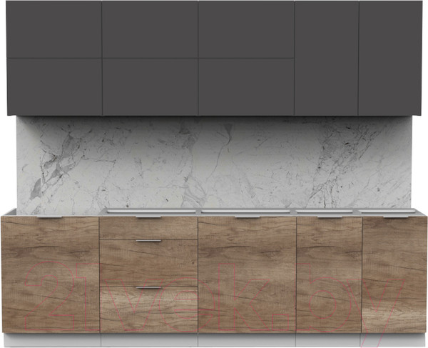 Изображение товара Кухонный гарнитур Интермебель Микс Топ-39 2.6м без столешницы (графит серый/дуб каньон)