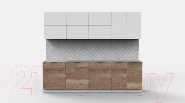 Изображение товара Кухонный гарнитур Интермебель Микс Топ-39 2.6м без столешницы (белый премиум/дуб каньон)