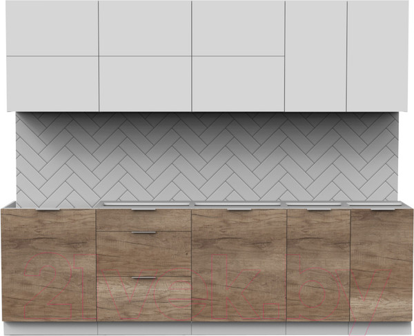 Изображение товара Кухонный гарнитур Интермебель Микс Топ-39 2.6м без столешницы (белый премиум/дуб каньон)