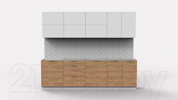 Изображение товара Кухонный гарнитур Интермебель Микс Топ-39 2.6м без столешницы (белый премиум/дуб крафт золотой)