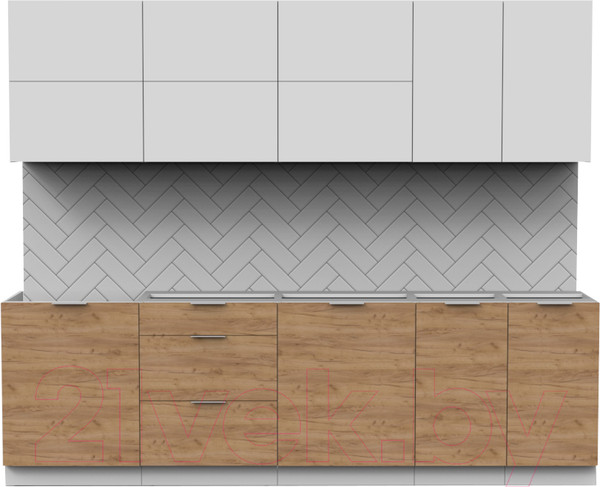 Изображение товара Кухонный гарнитур Интермебель Микс Топ-39 2.6м без столешницы (белый премиум/дуб крафт золотой)